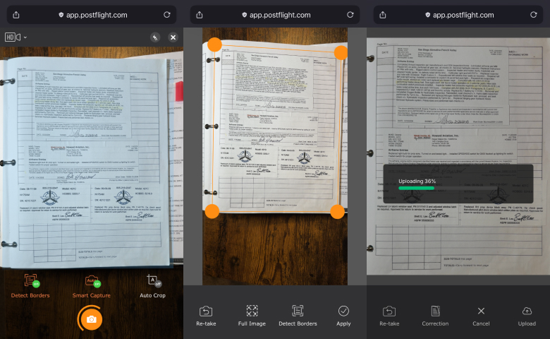 Scan aircraft logbook page sequence